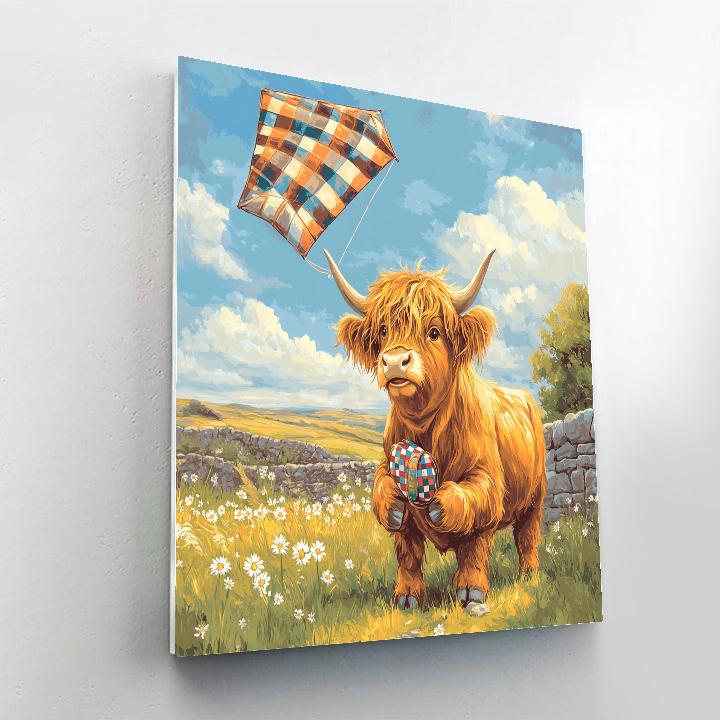 Highland Cow Meadow Kite Steward Numbered painting kits