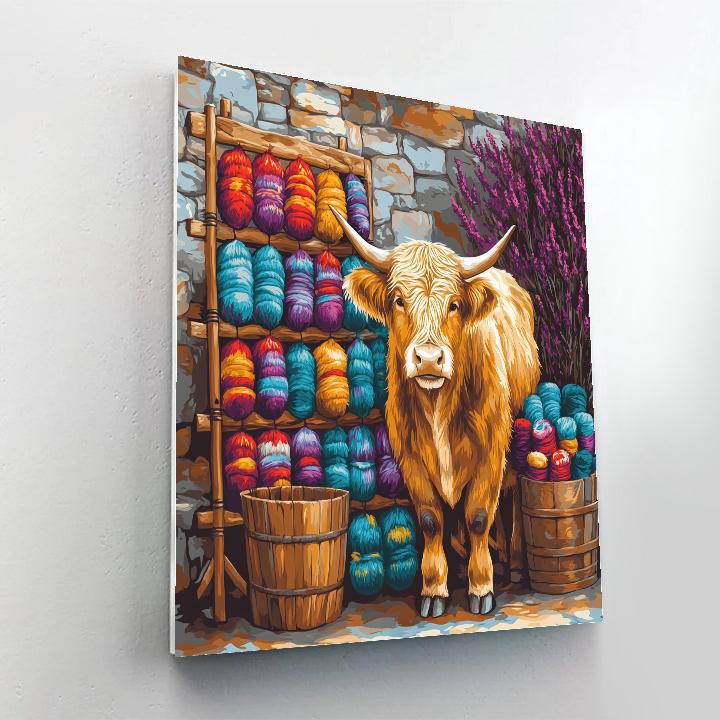 Highland Cow Artisan Wool Dye Day Painting by numbers kit