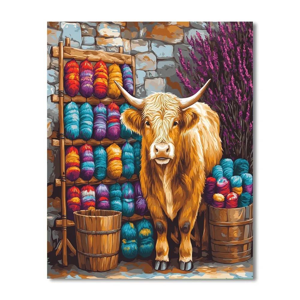 Highland Cow Artisan Wool Dye Day Painting by numbers kit