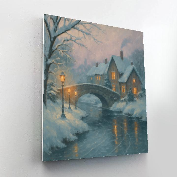 Lanterns Along The Frosted Canal paint by color