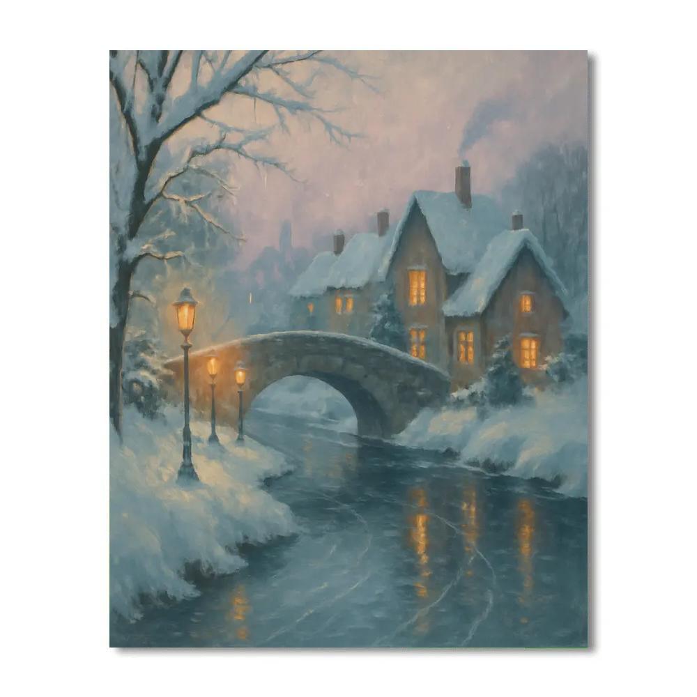 Lanterns Along The Frosted Canal paint by color