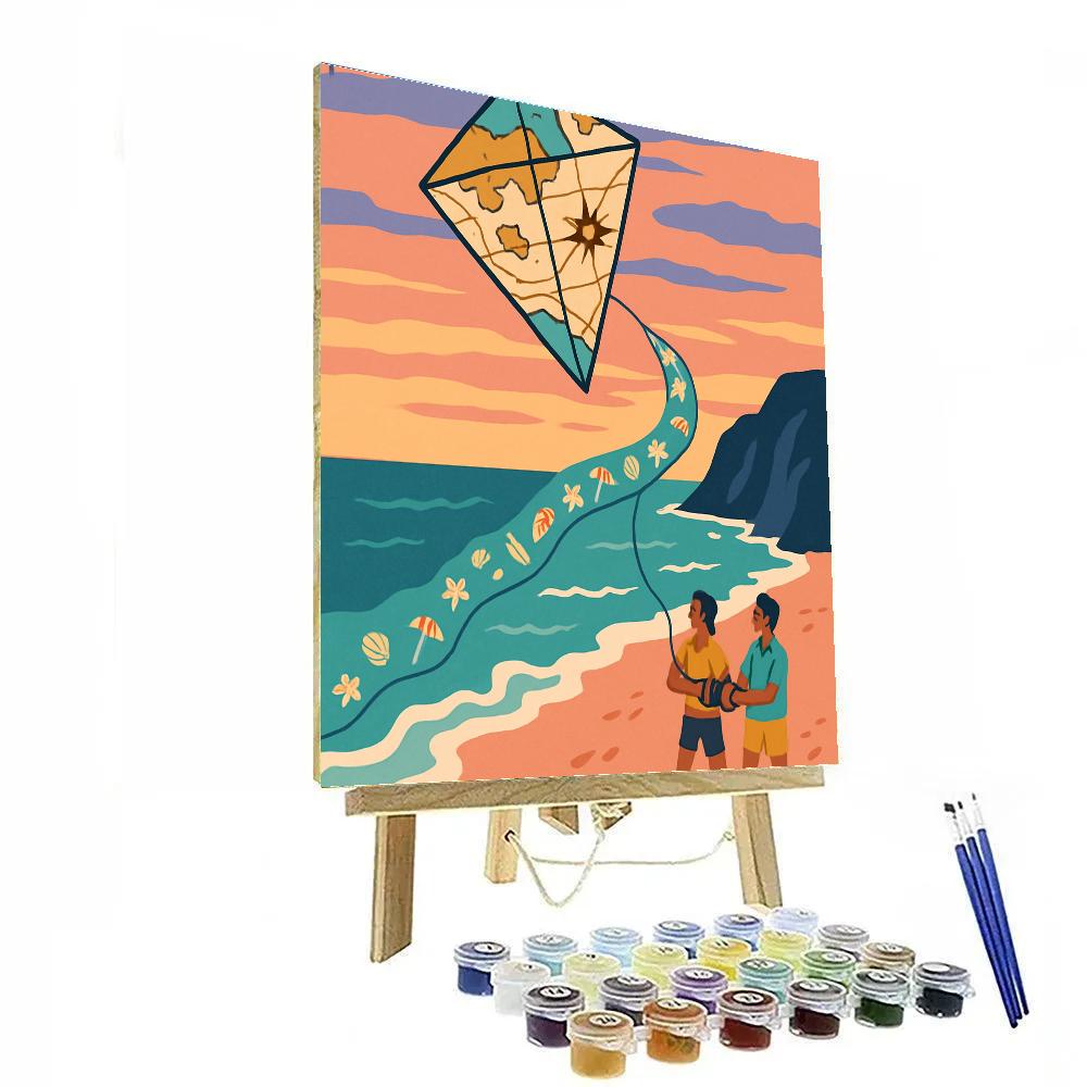 Kite Map Beach Mosaic Painting by numbers kit
