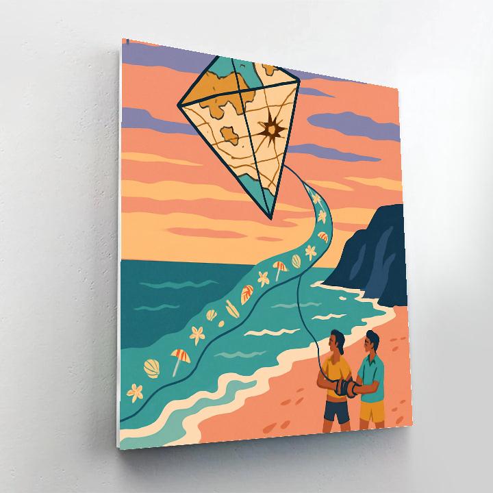 Kite Map Beach Mosaic Painting by numbers kit