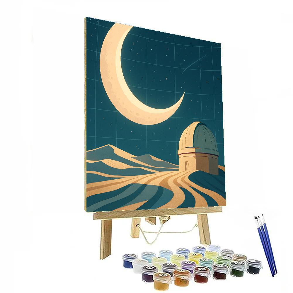 Desert Observatory Under A Ribbon Moon paint by color