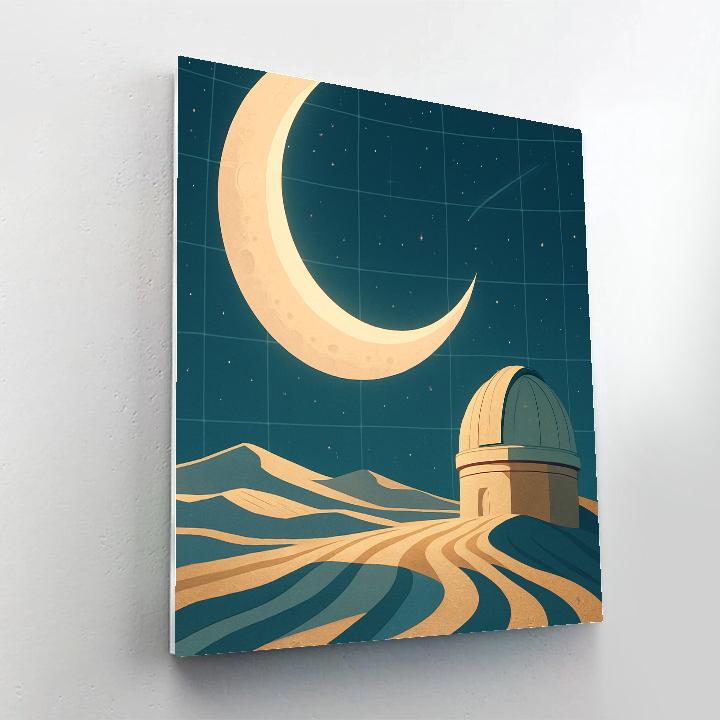Desert Observatory Under A Ribbon Moon paint by color