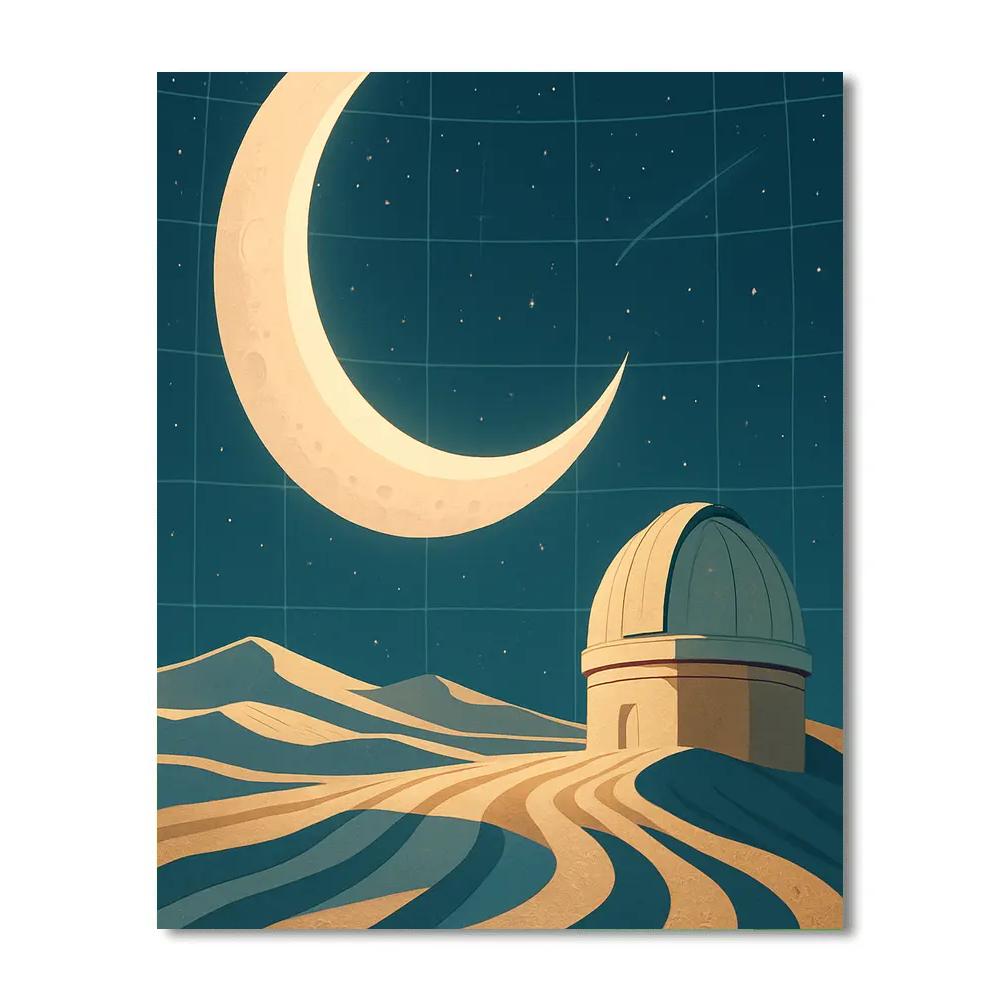 Desert Observatory Under A Ribbon Moon paint by color