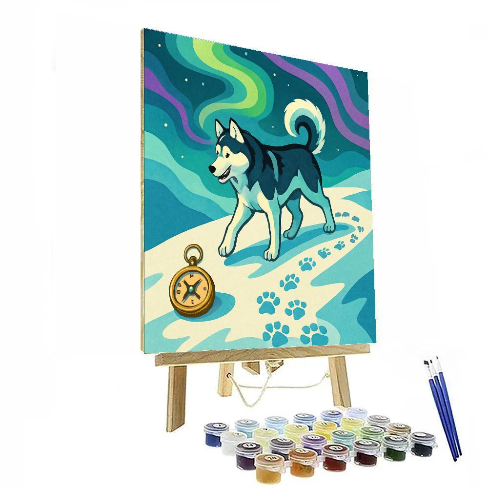 Aurora Trail Dog Compass Number painting