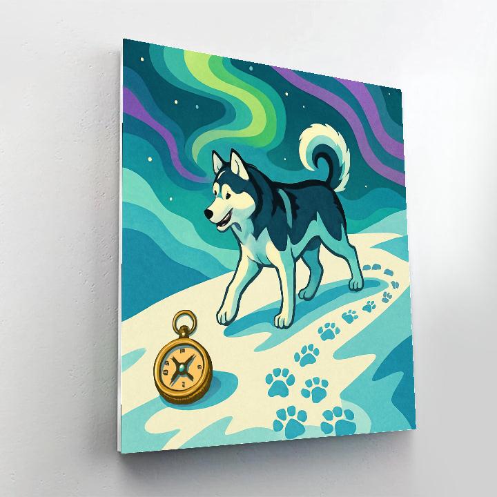 Aurora Trail Dog Compass Number painting