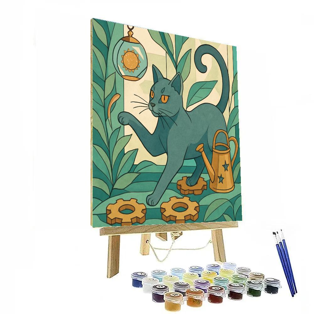 Cat In The Clockwork Greenhouse paint by number