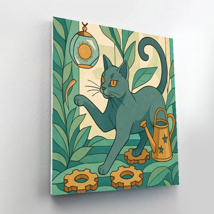 Cat In The Clockwork Greenhouse paint by number
