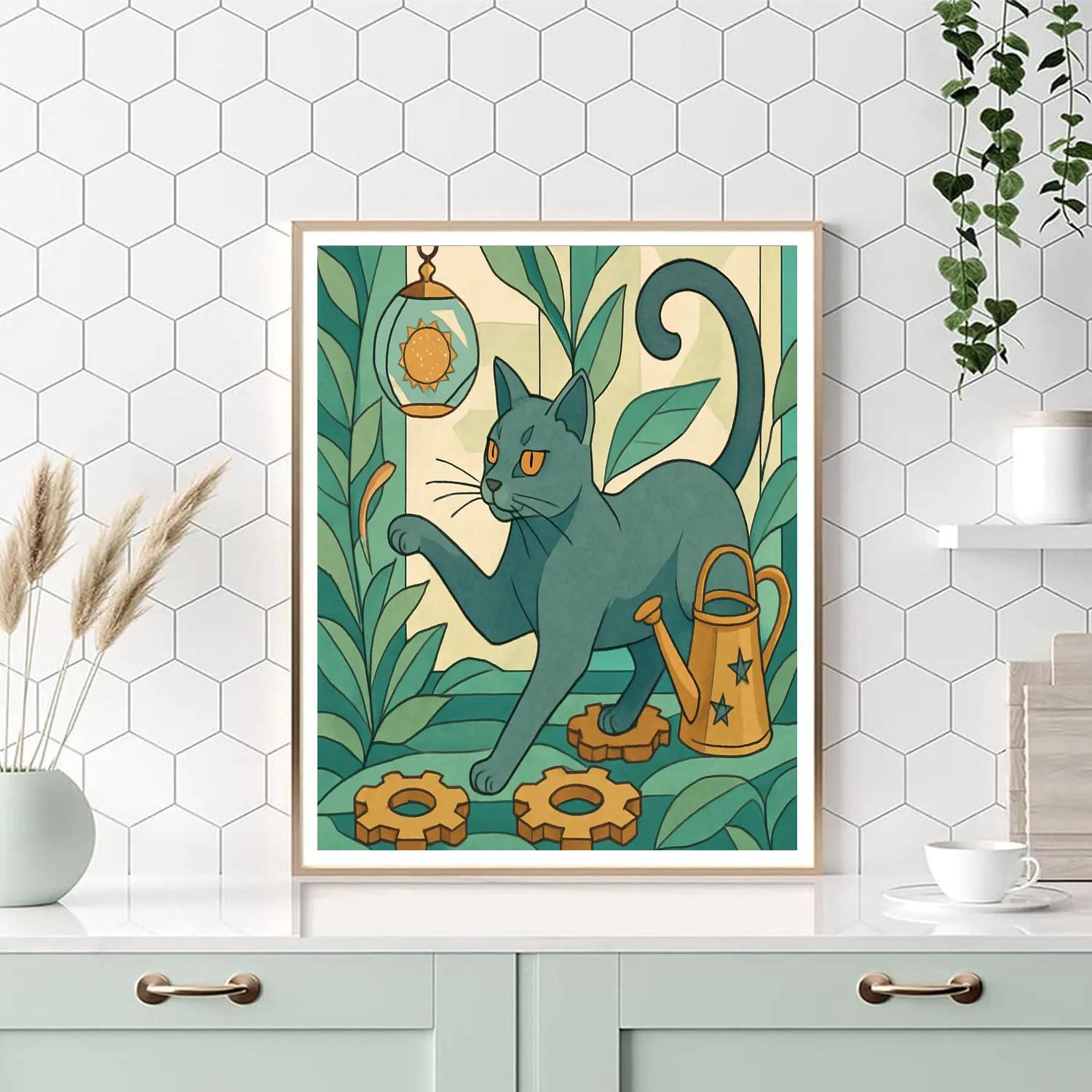 Cat In The Clockwork Greenhouse paint by number