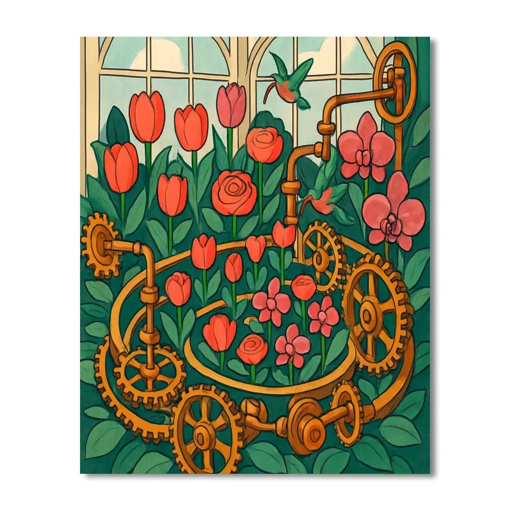 Clockwork Conservatory Flowers DIY paint by numbers