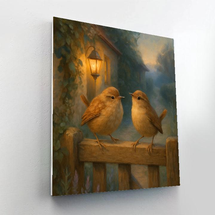 Lantern Light Wrens At The Cottage Gate paint by number