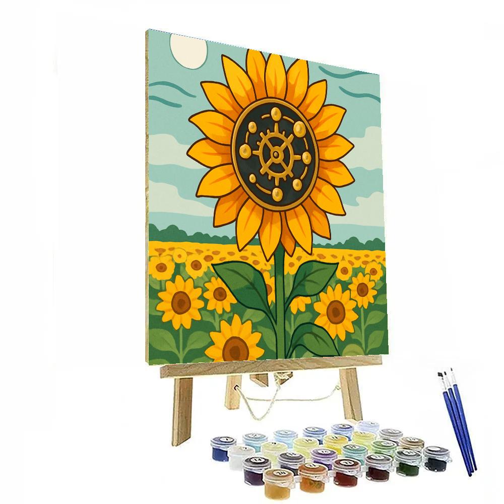 Clockwork Sunflower Orrery Garden paint by color