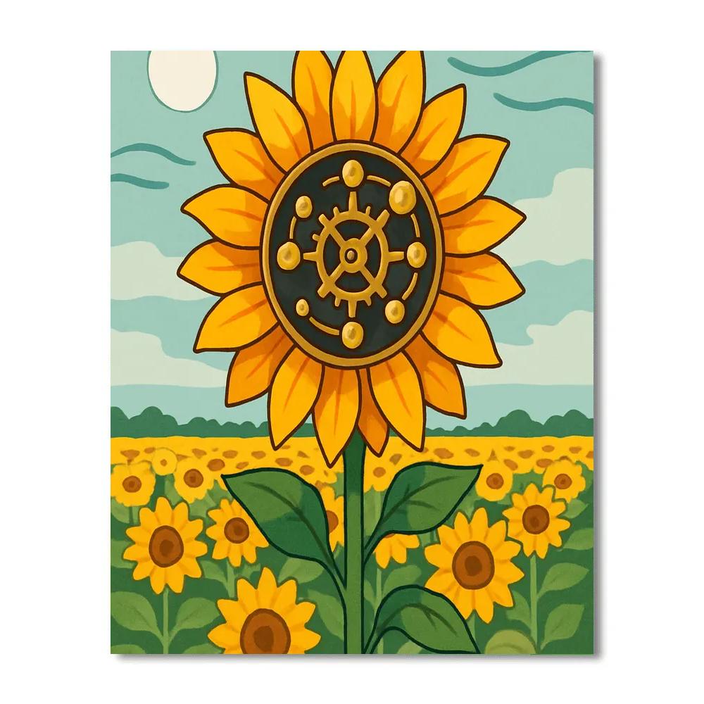 Clockwork Sunflower Orrery Garden paint by color