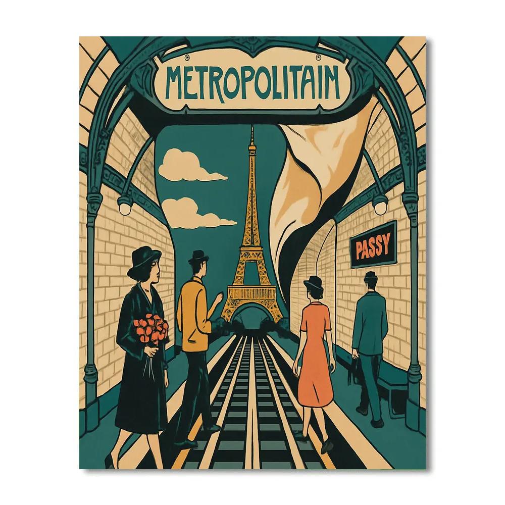 Metro Poster Wall Paris Dreamscape painting number kit