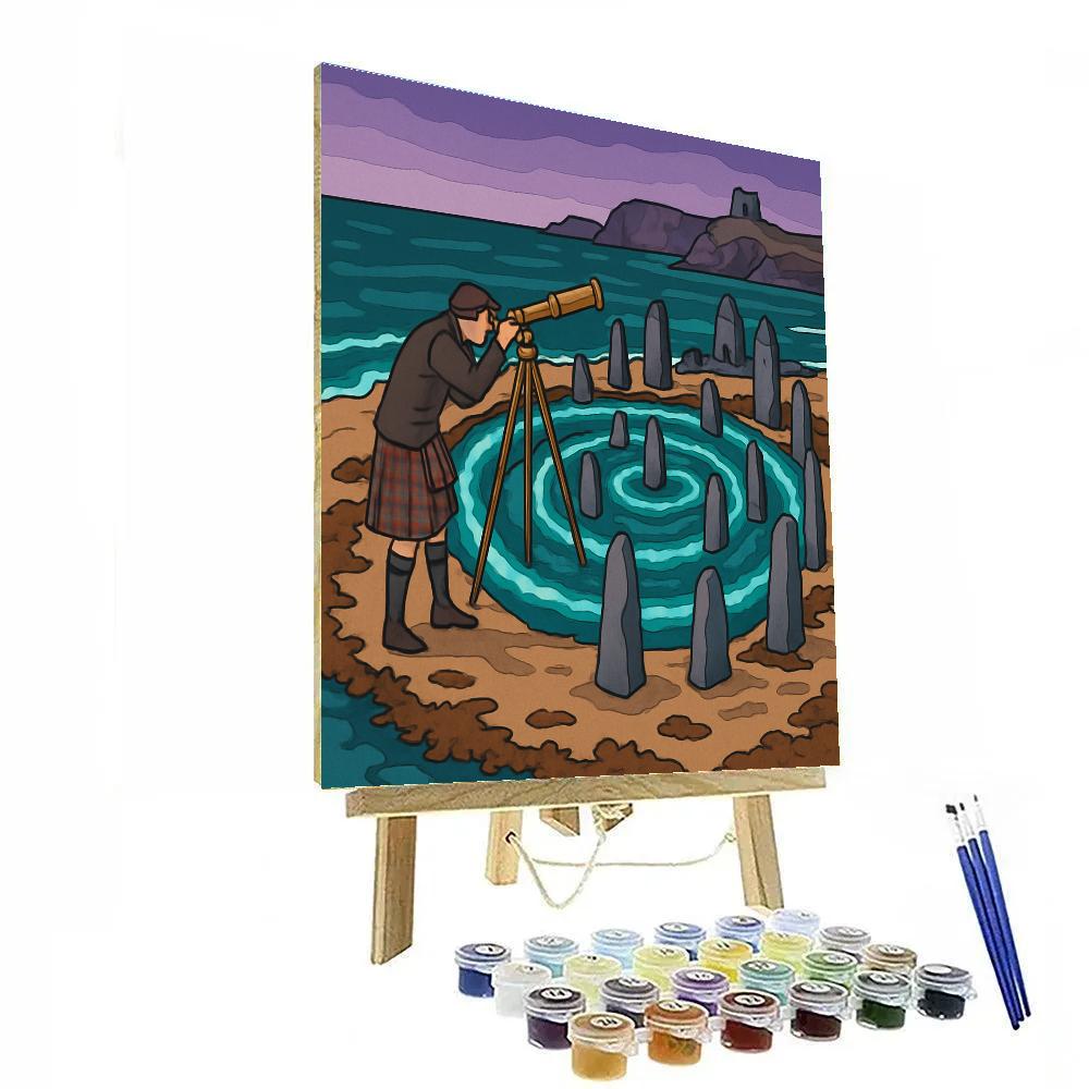 Tidal Stone Labyrinth In Scotland Twilight Numbered painting kits