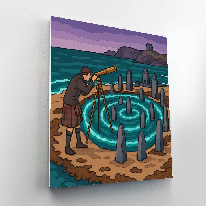 Tidal Stone Labyrinth In Scotland Twilight Numbered painting kits