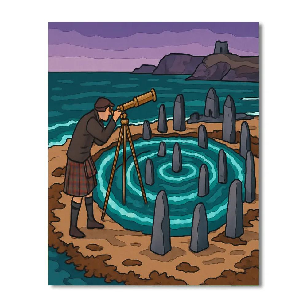 Tidal Stone Labyrinth In Scotland Twilight Numbered painting kits