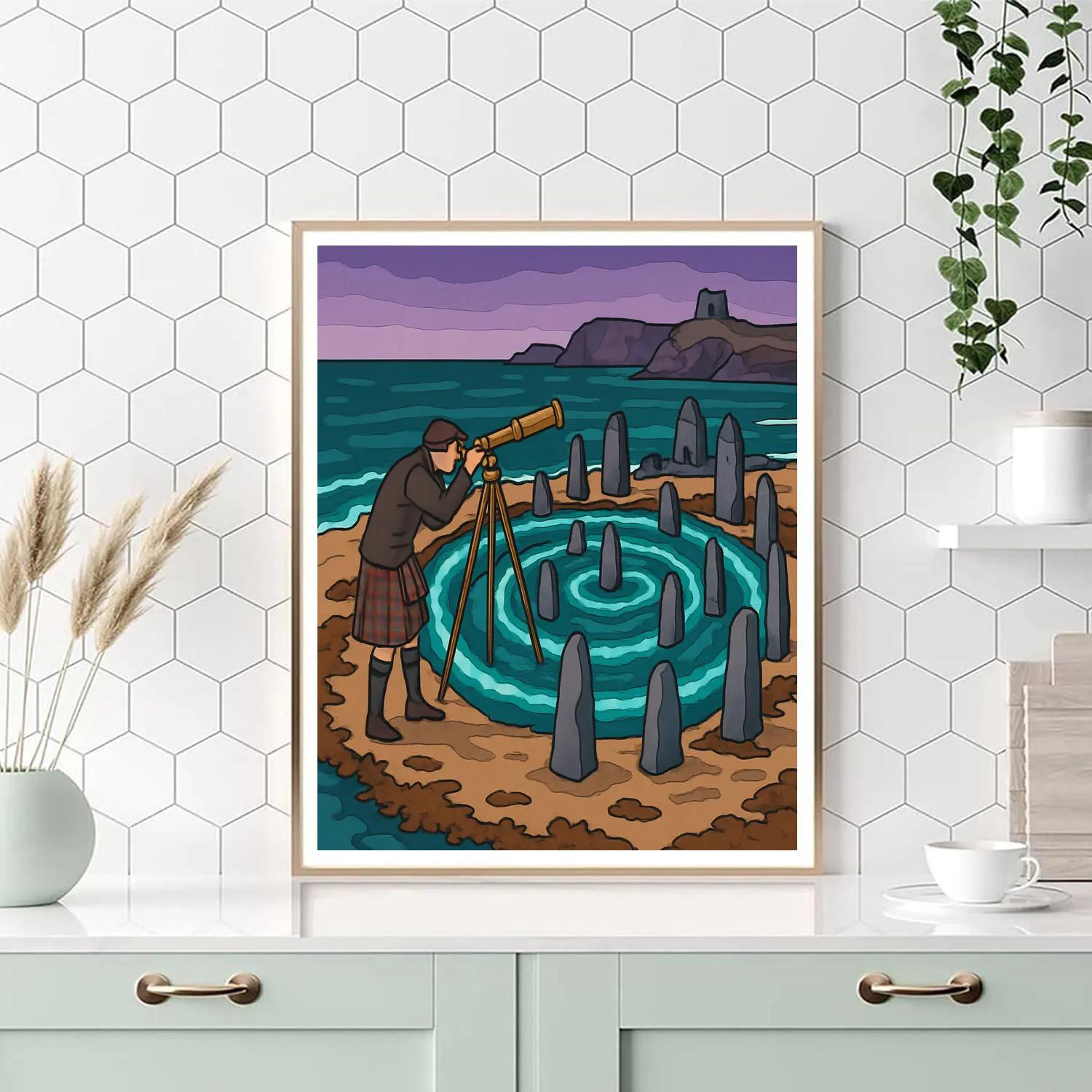 Tidal Stone Labyrinth In Scotland Twilight Numbered painting kits