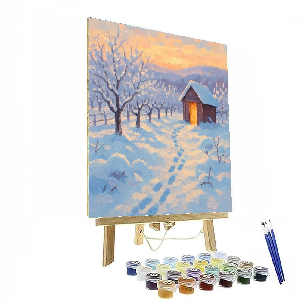 Sunrise Over The Quiet Snow Orchard Painting by numbers kit