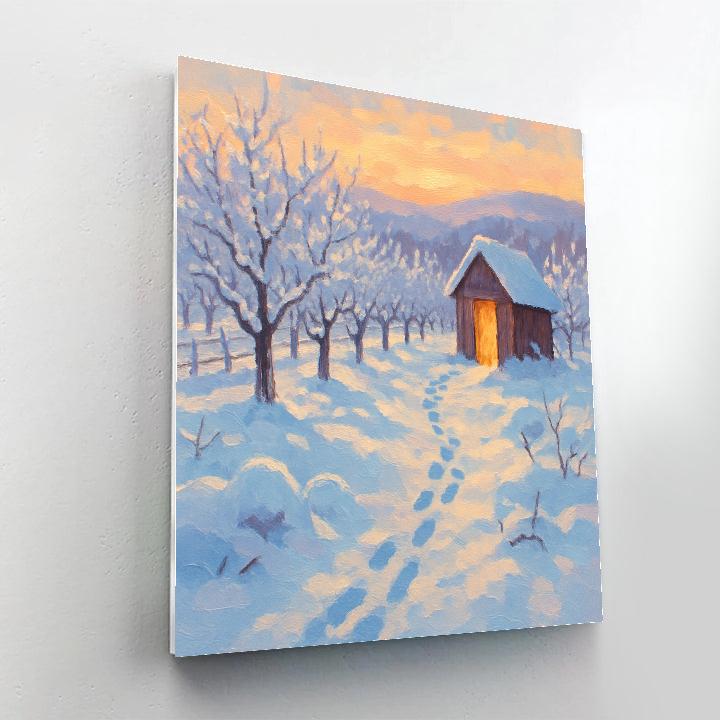 Sunrise Over The Quiet Snow Orchard Painting by numbers kit