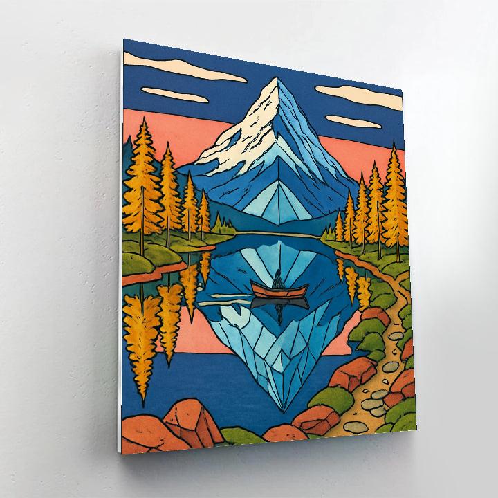 Alpine Mirror Lake Under Mountain Light paint by numbers