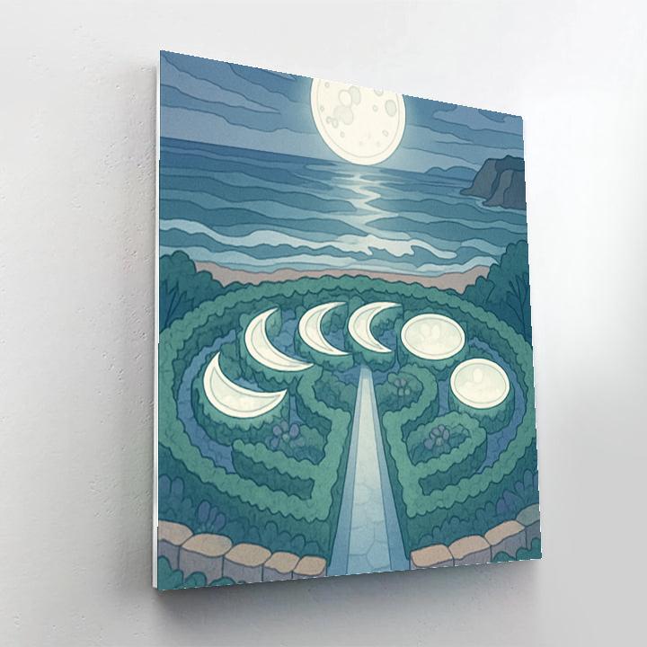 Tide Prayer Garden Moon Lit Labyrinth Painting by numbers kit