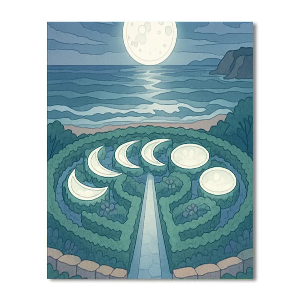 Tide Prayer Garden Moon Lit Labyrinth Painting by numbers kit