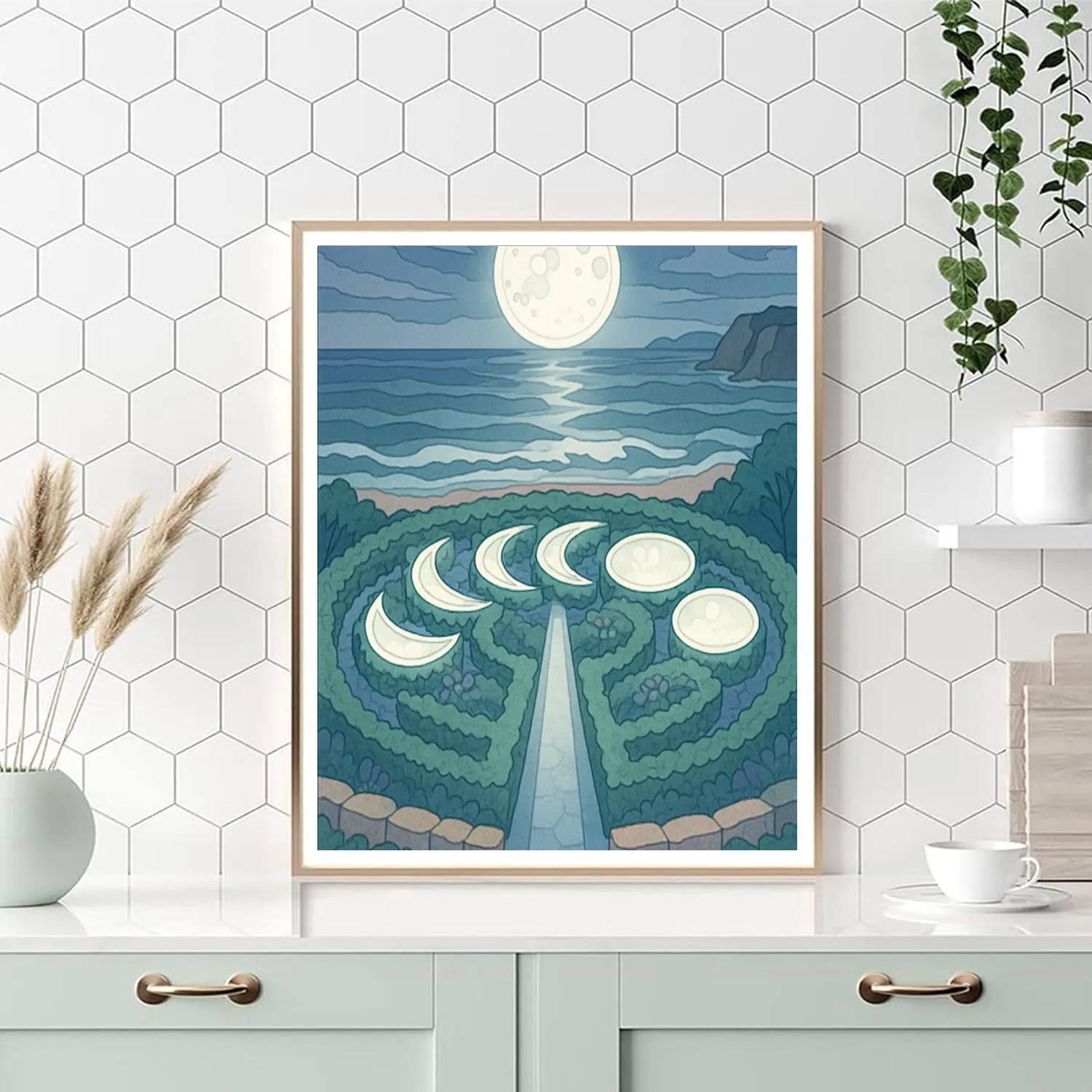 Tide Prayer Garden Moon Lit Labyrinth Painting by numbers kit