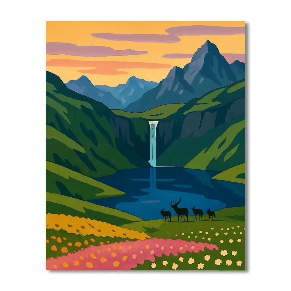 Meadow With Hanging Valley Landscape paint by numbers