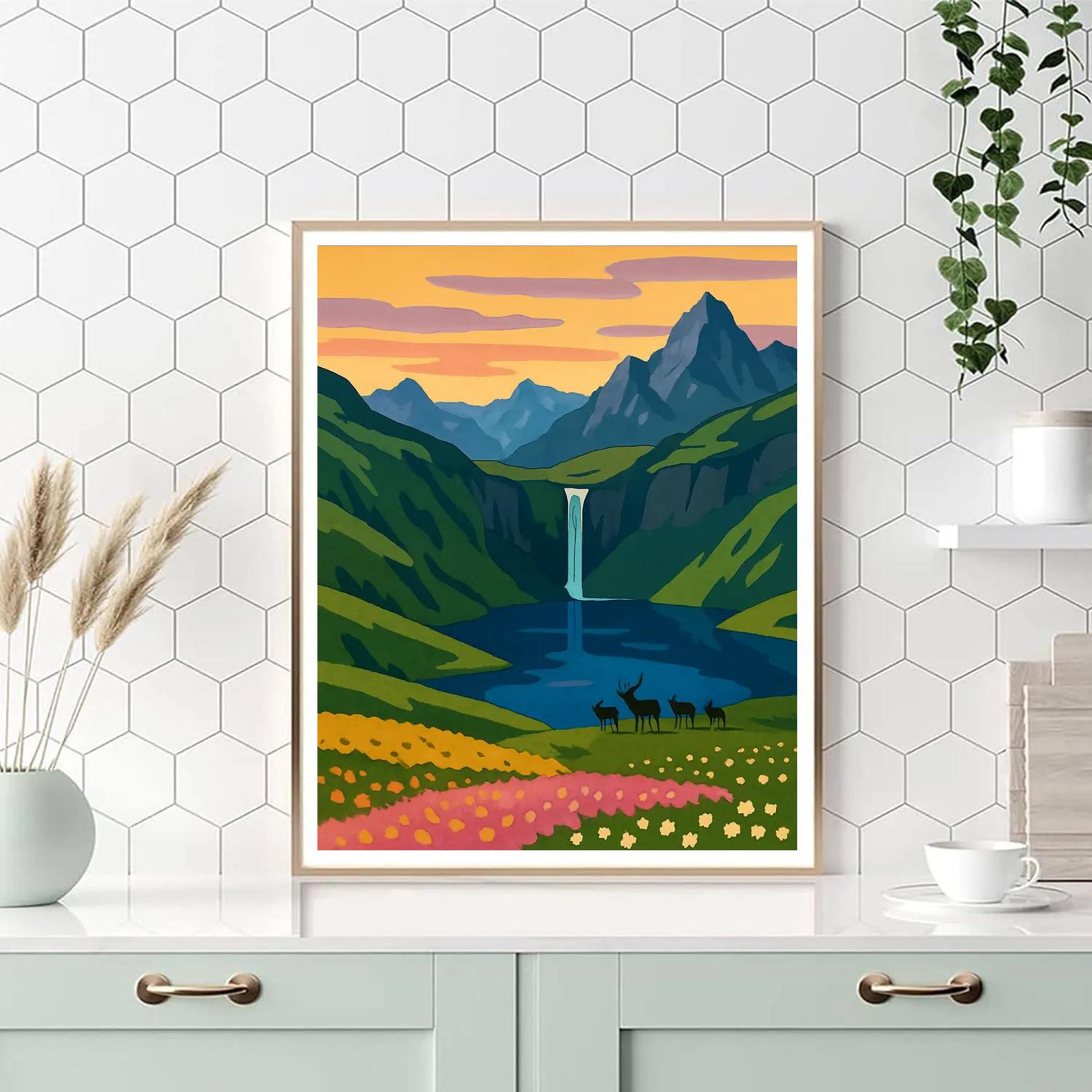 Meadow With Hanging Valley Landscape paint by numbers