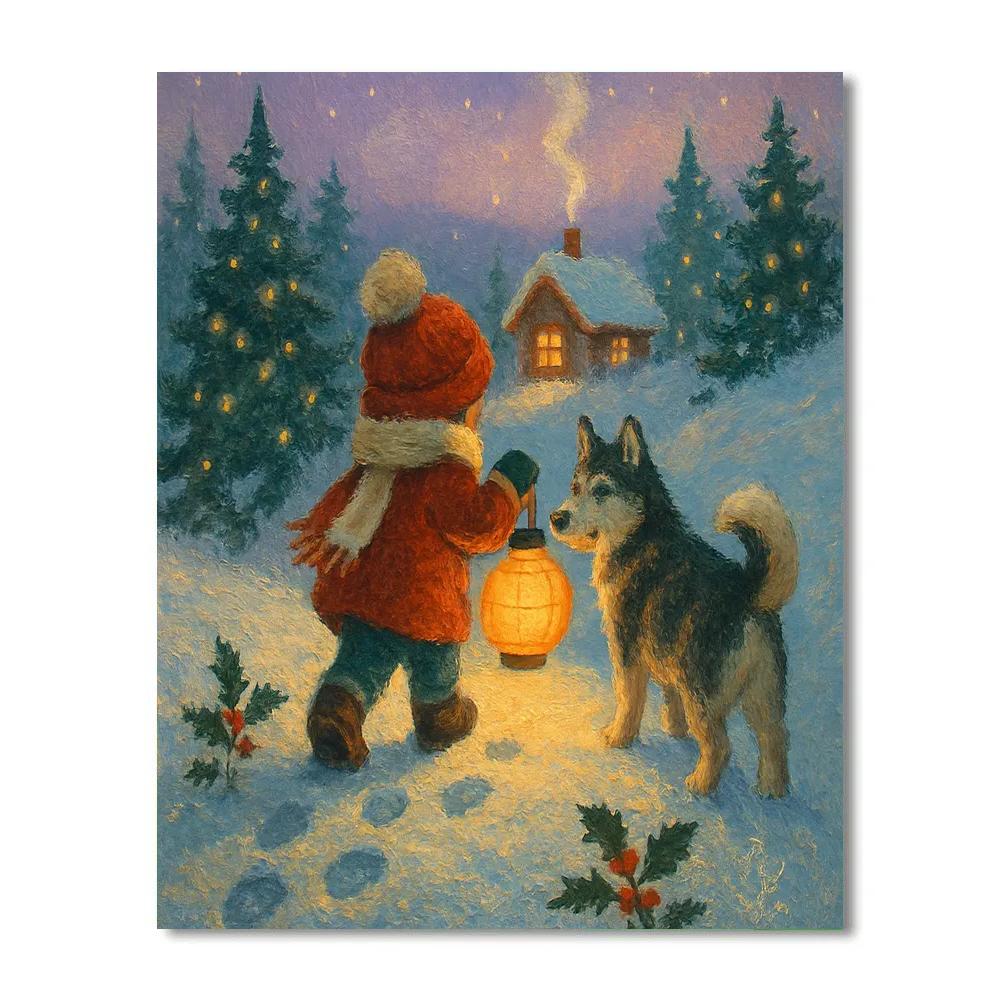 Lantern Lullaby On Pine Hill paint by number