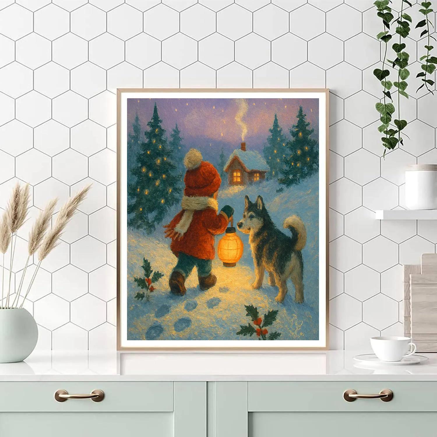 Lantern Lullaby On Pine Hill paint by number