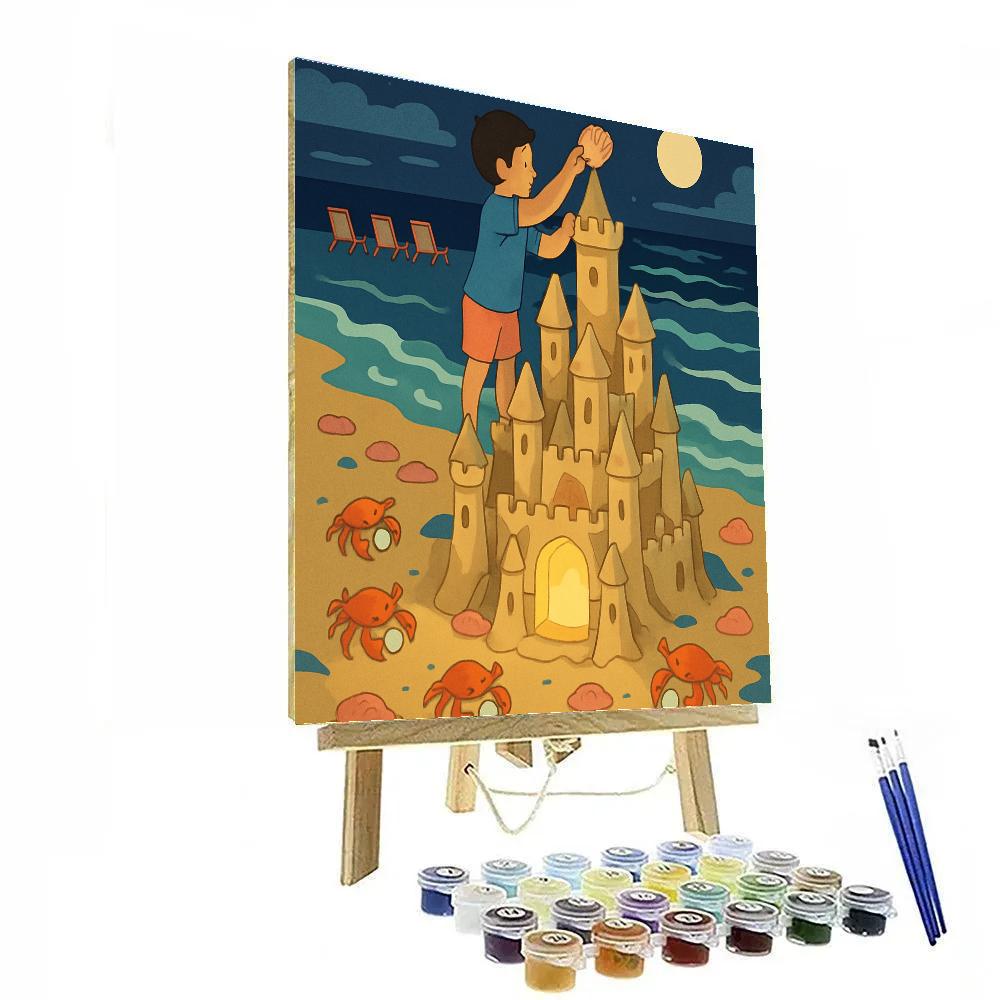 Moonlit Sandcastle At The Beach Paint by numbers kits
