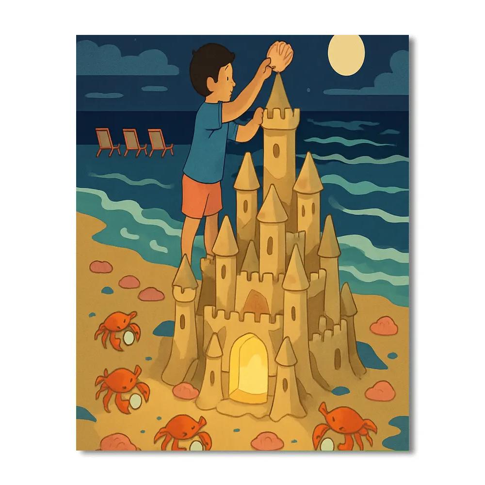 Moonlit Sandcastle At The Beach Paint by numbers kits