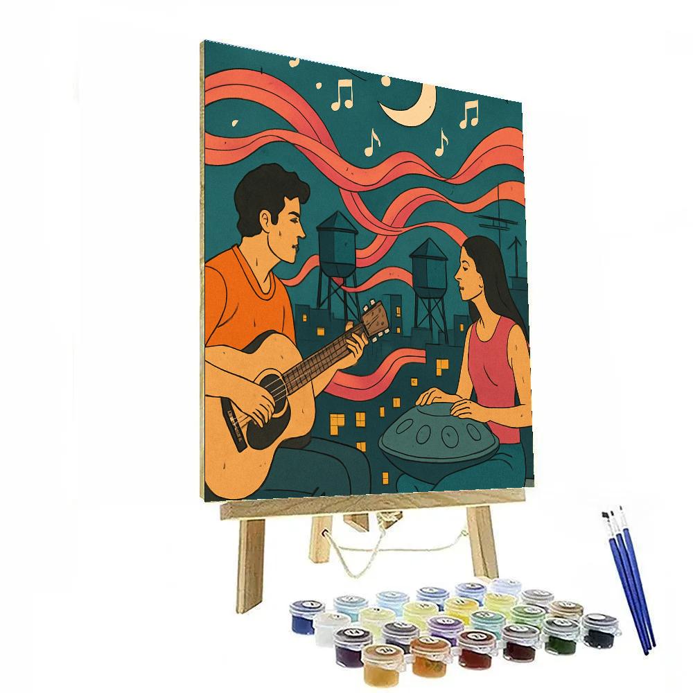 Neon Roofline Jam Session Music Crafted paint by numbers