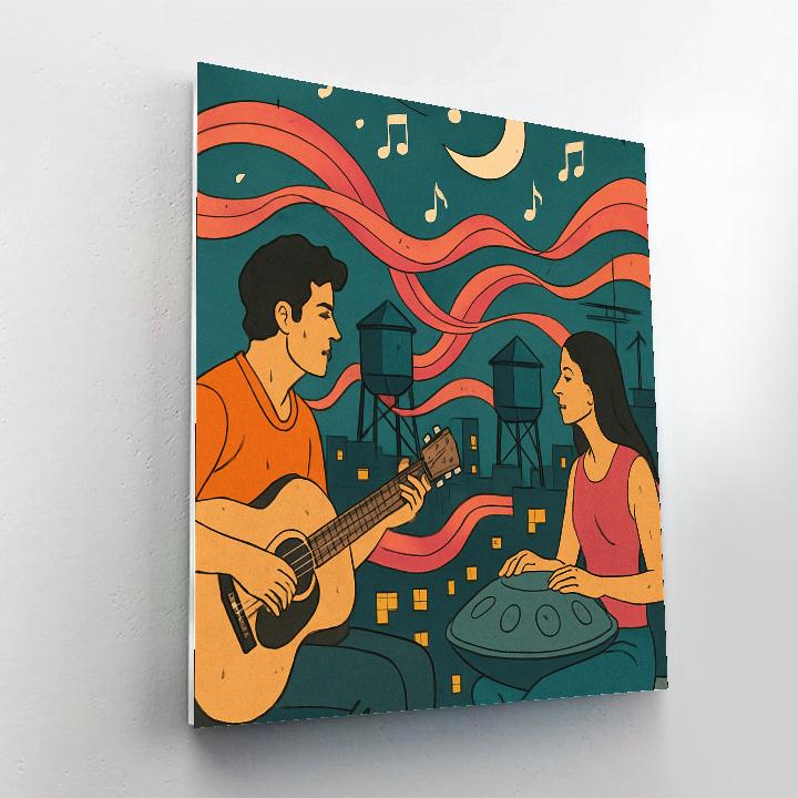 Neon Roofline Jam Session Music Crafted paint by numbers