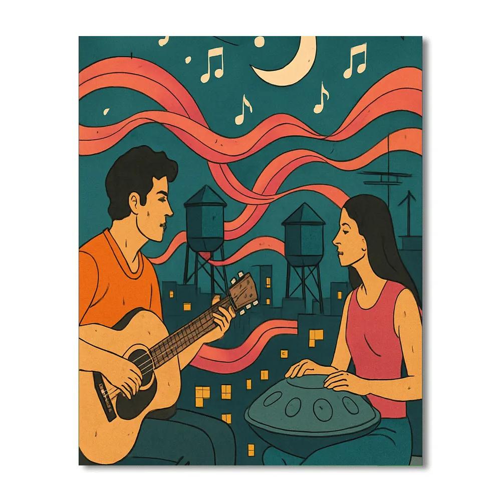 Neon Roofline Jam Session Music Crafted paint by numbers
