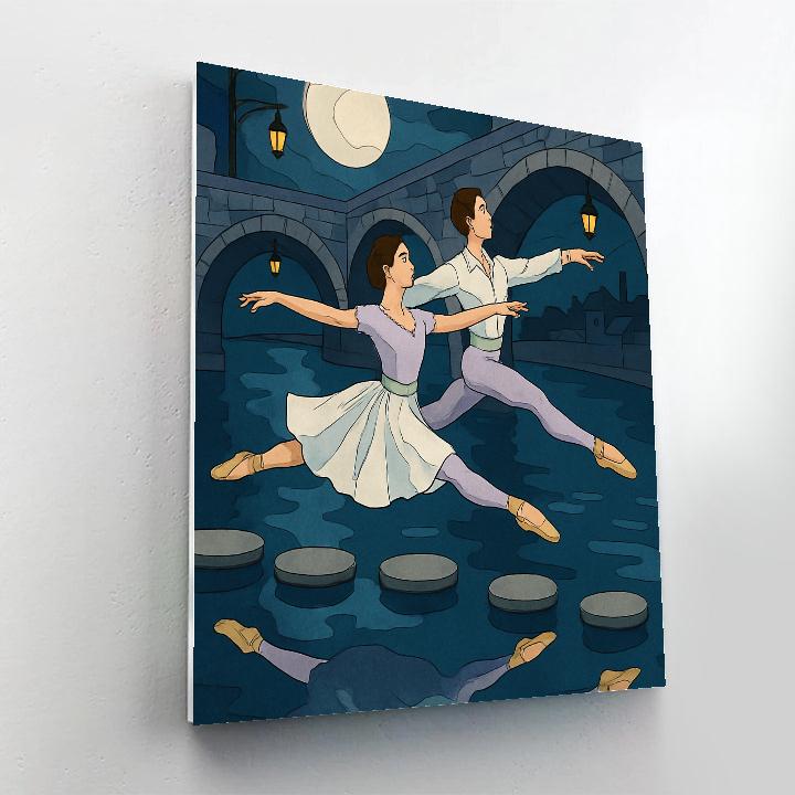 Moonlit Canal With Ballet Reflections Number painting