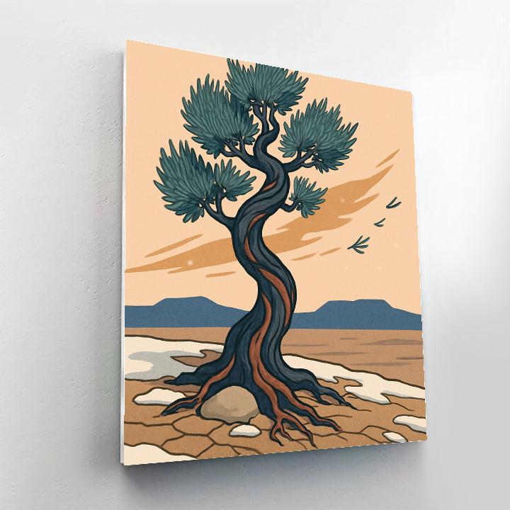Windcarved Plateau With Tree Sentinel paint by numbers