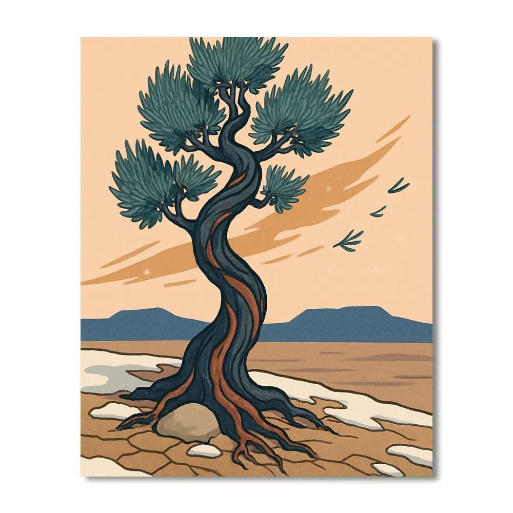 Windcarved Plateau With Tree Sentinel paint by numbers
