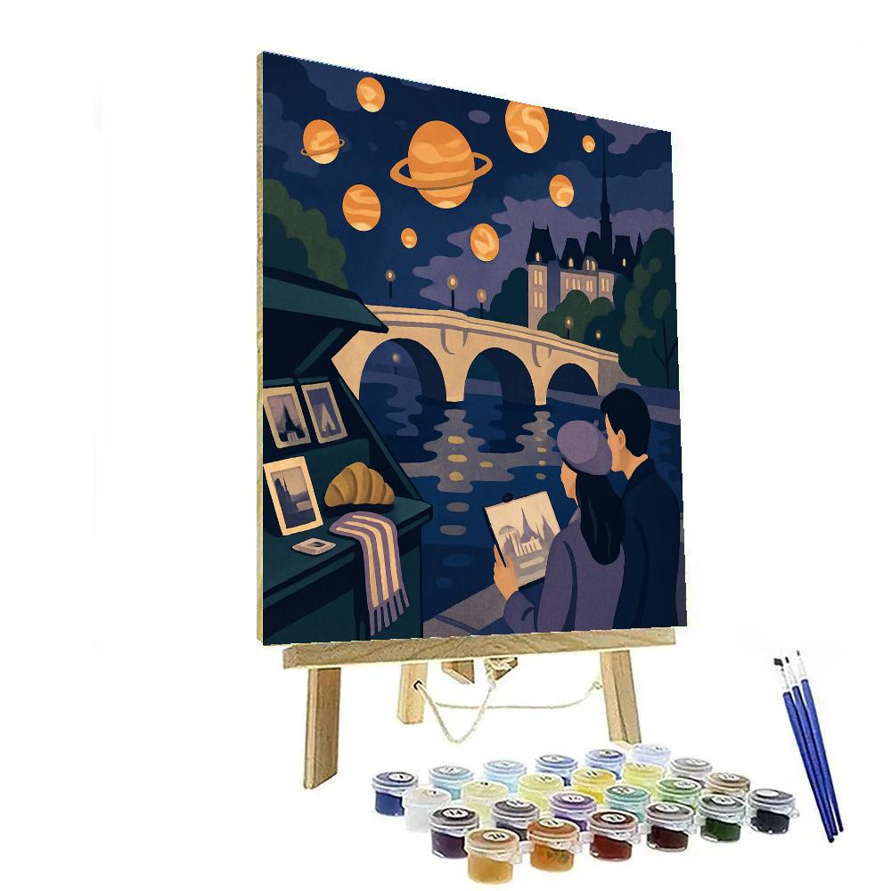 Celestial Lanterns Over The Seine In Paris paint by number