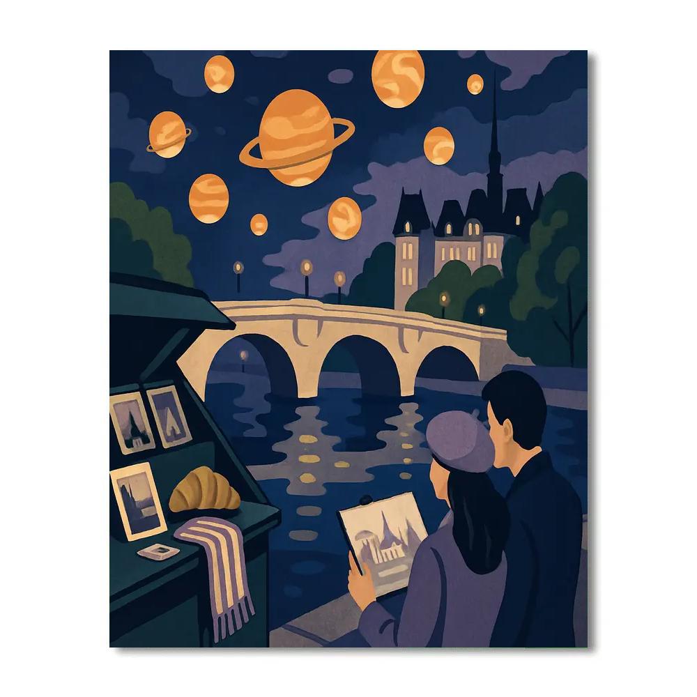 Celestial Lanterns Over The Seine In Paris paint by number