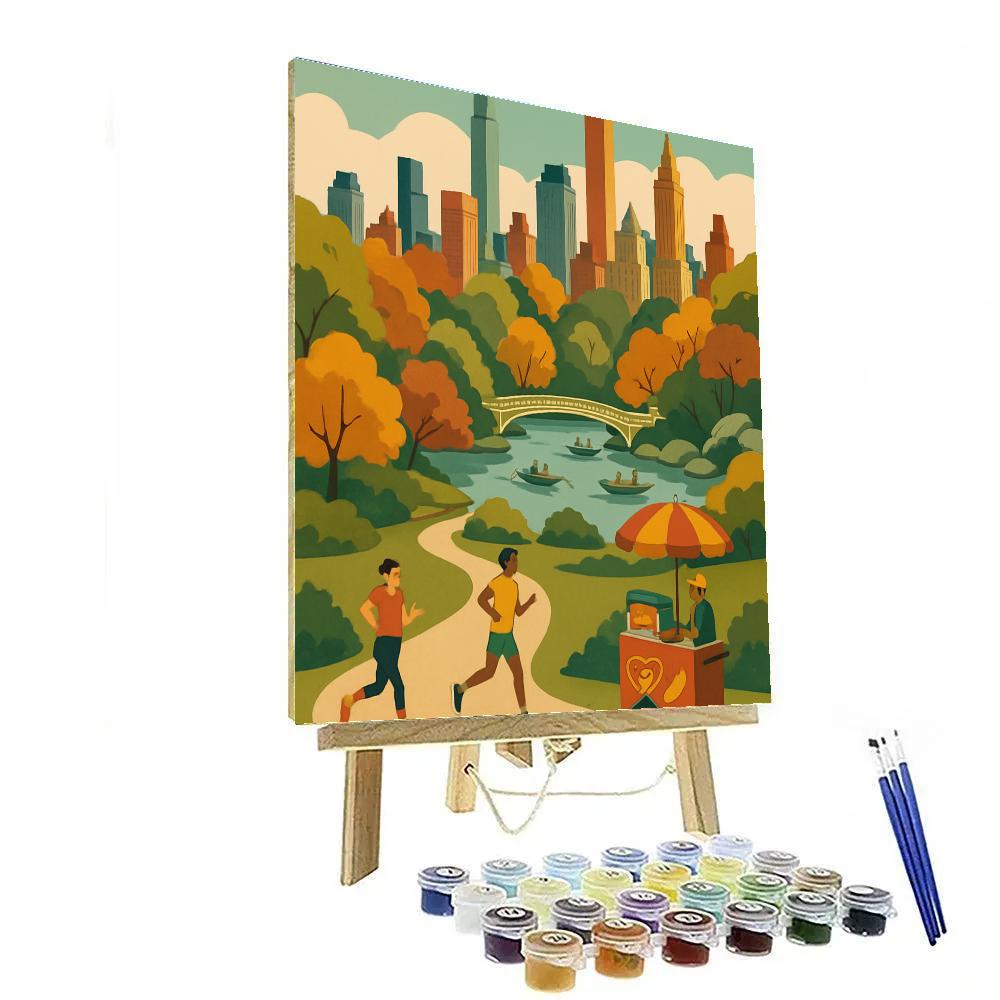 Skyline Over Central Park New York Crafted paint by color