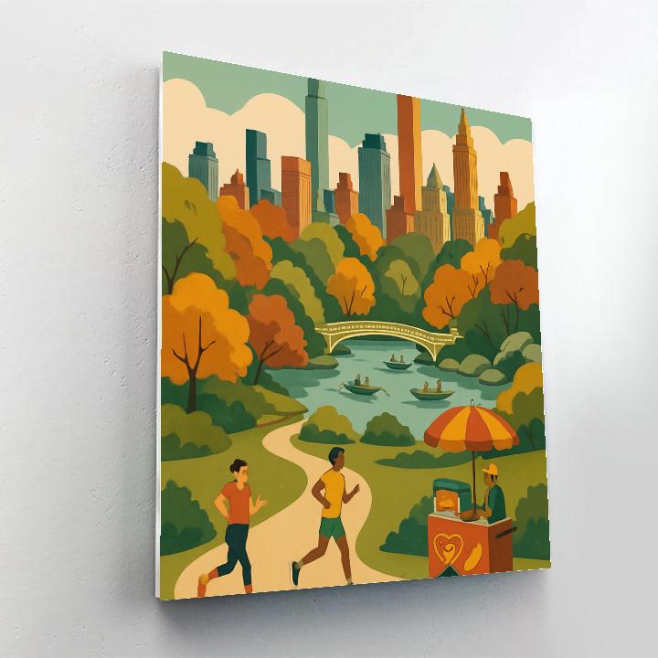 Skyline Over Central Park New York Crafted paint by color
