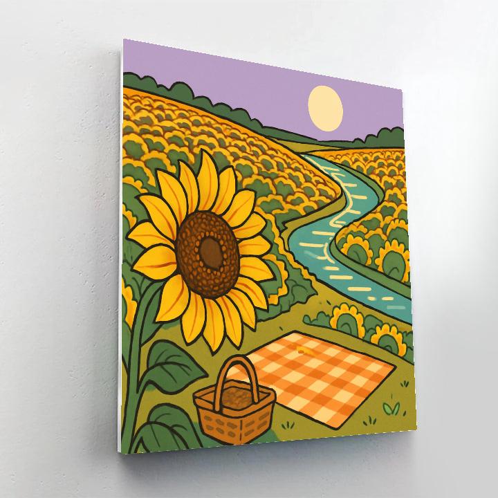 Riverbank Picnic With Sunflower Lightmap paint by color