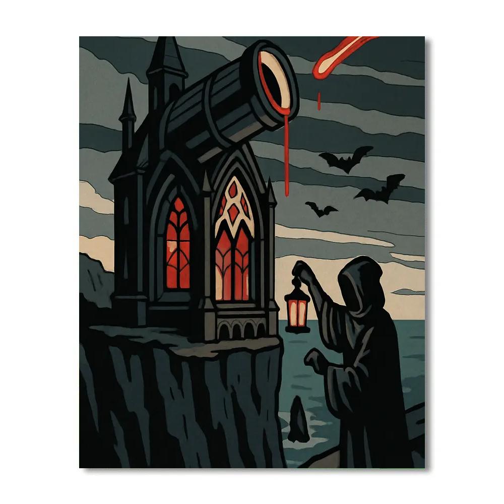 Gothic-Lantern Observatory Of The Bleeding Comet paint by color