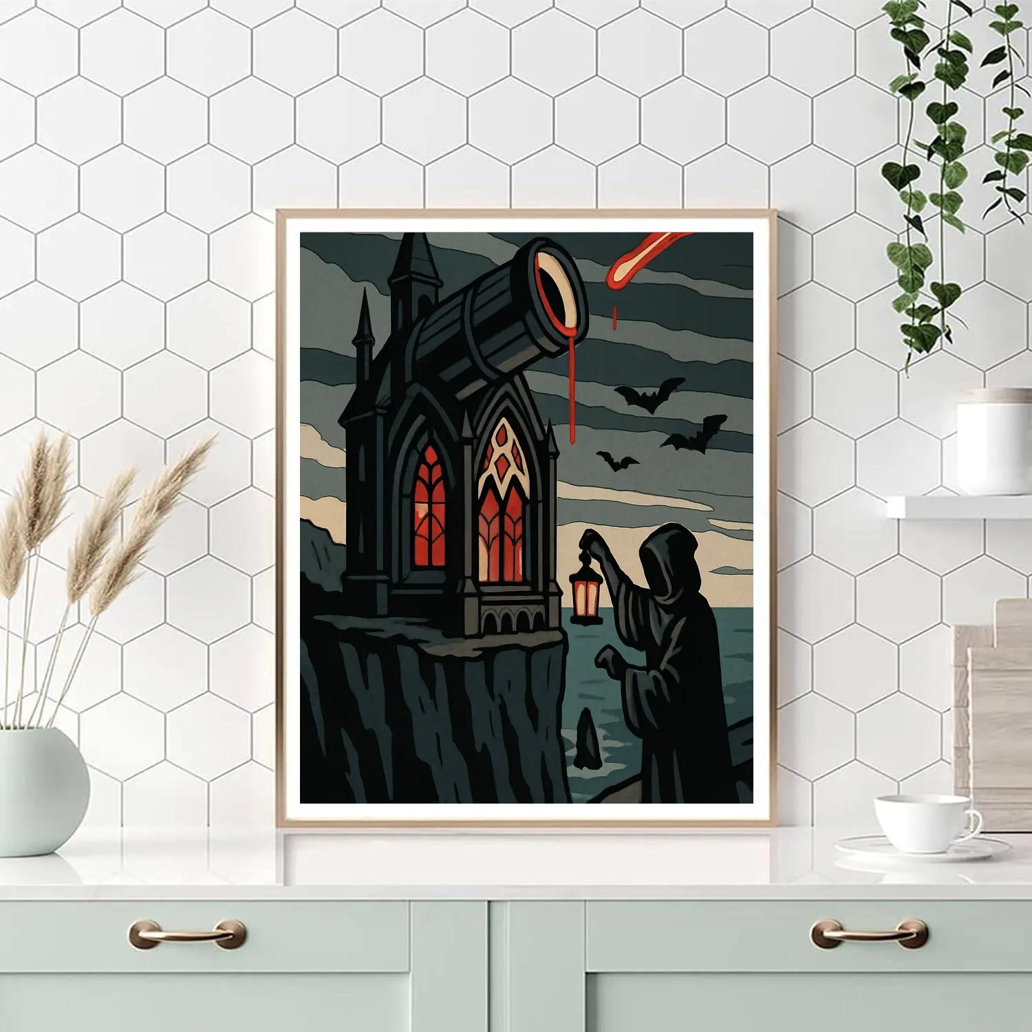 Gothic-Lantern Observatory Of The Bleeding Comet paint by color