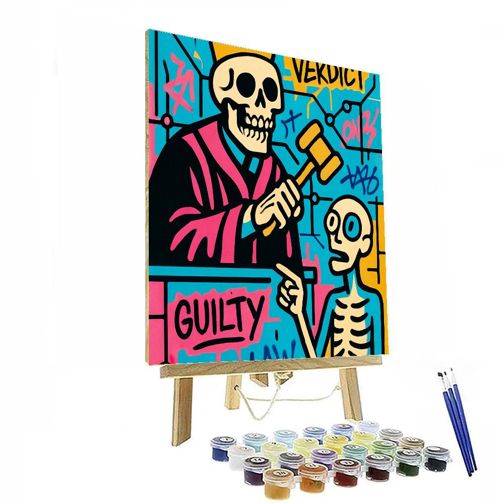 Neon Courtroom Basquiat Allegory paint by numbers